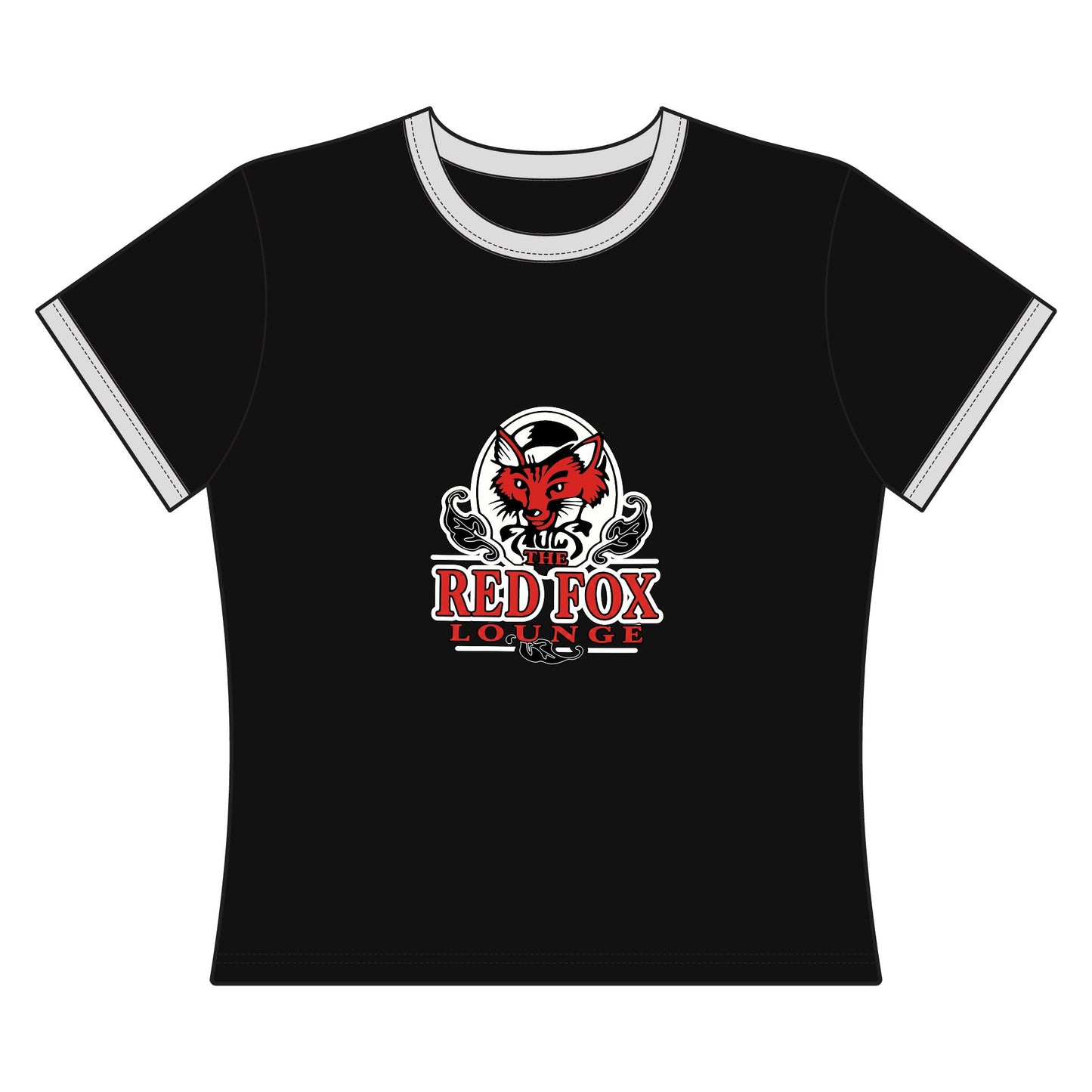 Orlando Classic Red Fox Lounge Women’s Ringer Tee — Retro Logo Crop T-Shirt
