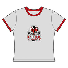 Load image into Gallery viewer, Orlando Classic Red Fox Lounge Women’s Ringer Tee — Retro Logo Crop T-Shirt