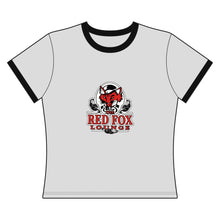 Load image into Gallery viewer, Orlando Classic Red Fox Lounge Women’s Ringer Tee — Retro Logo Crop T-Shirt