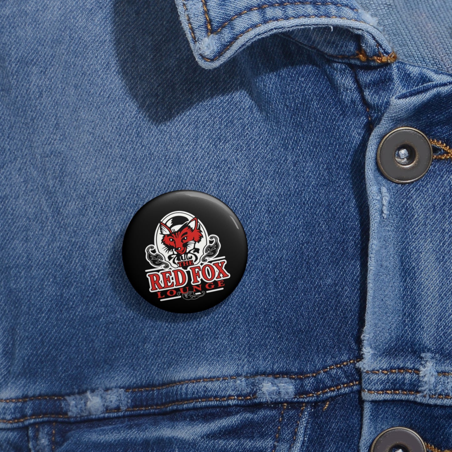 Orlando Classic Red Fox Lounge Logo Pin Button — Custom Club/Bar Lapel Badge